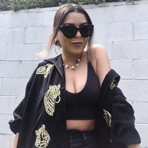 VINTAGE Black Gold Embroidered Animal Jacket